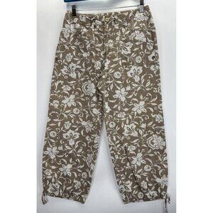 Sigrid Olsen Women's Brown Floral Pant Cinch Ankle Size 6